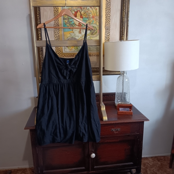 Black linen mini tie fromk dress 3x - Picture 2 of 2